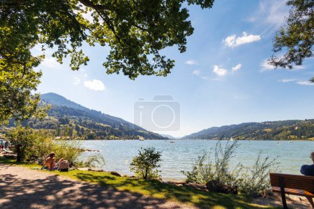 Téléchargez les photos : View over the Alpsee near Immenstadt to the opposite shore with mountains and forests - en image libre de droit