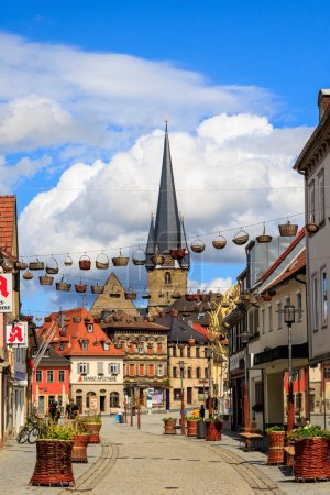 Photo for Historical old town of the district town Lichtenfels on a day with blue sky and cumulus clouds, Germany, Lichtenfels, 29.July.2023 - Royalty Free Image