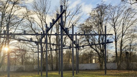 Téléchargez les photos : Dark Star Jackdaw tower system with nesting boxes for jackdaws in Neusass near Augsburg, Allemagne, 3 janvier 2024 - en image libre de droit