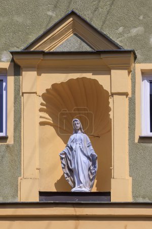 Photo for House Virgin Mary as patron saint at an old house in Marxheim on the Danube in Bavaria - Royalty Free Image