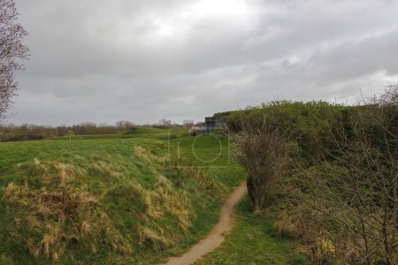 Fortifications and bunkers from the Napoleonic era in the Dutch fort known as Dirks Admiraal in Den Helder on a cloudy, rainy spring day