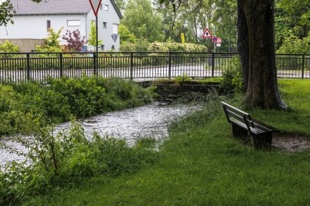 Hochwasser nach Starkregen am Brunnenbach in Augsburg, 1. Juni 2024