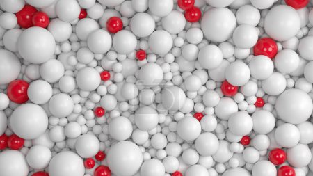 Photo for Abstract background with pile of many white and red balls. 3D rendering - Royalty Free Image