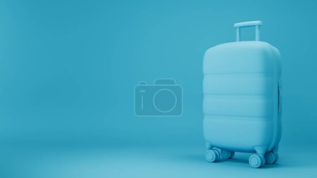 Téléchargez les photos : Une valise de voyage. Concept de vacances. Monochrome bleu rendu d'image 3d - en image libre de droit
