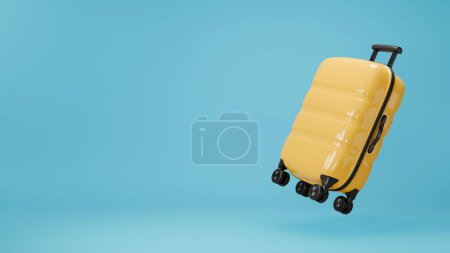 Téléchargez les photos : Valise de voyage jaune. Conception de concept de vacances. 3D rendu arrière-plan - en image libre de droit