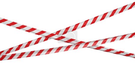 Photo for Isolated crossed warning tape with red and white stripes. Stretched caution ribbon. - Royalty Free Image