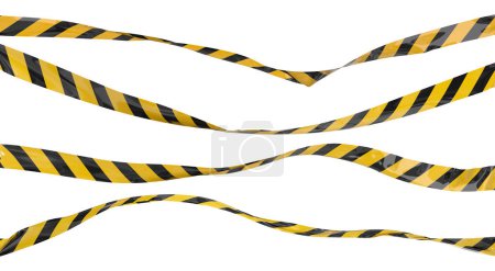 Photo for Isolated caution tape with yellow and black stripes. Waving on the wind warning ribbon set - Royalty Free Image