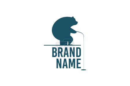 Eisangeln-Logo mit lustigem Bären, der Spaß am Eisangeln hat.