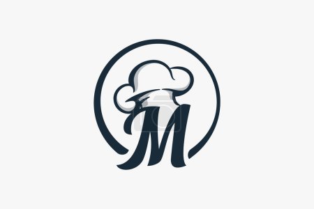 Téléchargez les illustrations : Chef logo with a combination of letter m and chef hat for any business especially for restaurant, cafe, catering, etc - en licence libre de droit