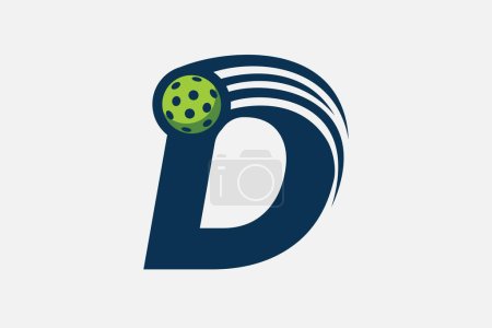 pickleball logo with a combination of letter d and a moving ball for any business especially pickleball shops, pickleball training, clubs, etc
