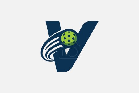 pickleball logo with a combination of letter v and a moving ball for any business especially pickleball shops, pickleball training, clubs, etc