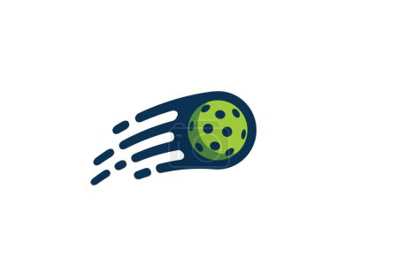logotipo de pickleball simple con una combinación de bola en movimiento y swoosh para cualquier negocio