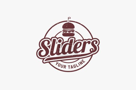 sliders logo with a combination of a slider and beautiful lettering in vintage style for restaurants, cafes, food trucks, etc.