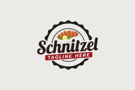 schnitzel logo with a combination of schnitzel pieces and beautiful lettering in emblem style for food trucks, restaurants, cafes, etc
