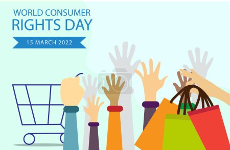 World Consumer Rights Day Illustration. Suitable for Greeting Card, Poster and Banner. To raise awareness about consumer rights and protection worldwide, highlighting the importance of consumer