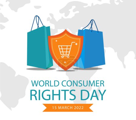 World Consumer Rights Day Illustration. Suitable for Greeting Card, Poster and Banner. To raise awareness about consumer rights and protection worldwide, highlighting the importance of consumer