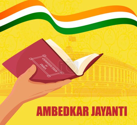 illustration du Dr Bhimrao Ramji Ambedkar avec Constitution de l'Inde pour Ambedkar Jayanti le 14 avril 