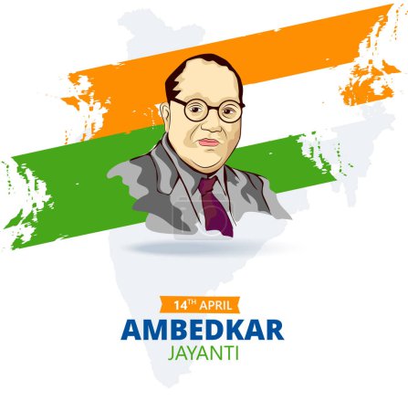 Illustration of Dr Bhimrao Ramji Ambedkar with Constitution of India for Ambedkar Jayanti on 14 April 