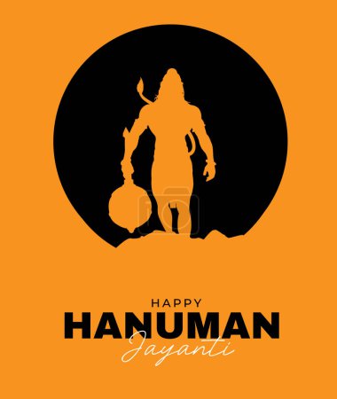 Téléchargez les photos : Hanuman Jayanti poster wallpaper design, modèle de fond de silhouette Dieu hindou - en image libre de droit