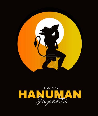illustration of Lord Hanuman on abstract background for Hanuman Jayanti festival of India