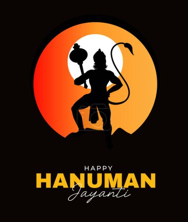 Hanuman Jayanti poster wallpaper design, Hindu God silhouette background template