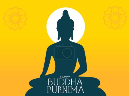 Illustration von Lord Buddha in Meditation zum buddhistischen Fest des Happy Buddha Purnima Vesak