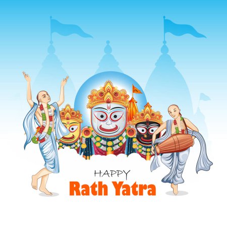 Illustration of Rath Yatra Lord Jagannath festival Holiday background celebrated in Odisha, India 