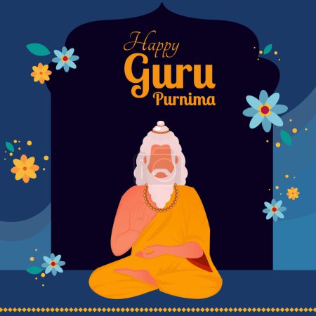 Guru Purnima. Illustration d'une bannière pour la journée de célébration Guru Purnima avec fond d'espace texte. 