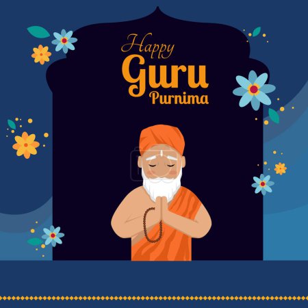 Guru Purnima. Illustration eines Banners für den Ehrentag Guru Purnima mit Text Space Hintergrund. 