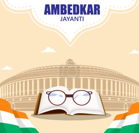 Téléchargez les illustrations : Illustration vectorielle Babasaheb Bhimrao ambedkar Jayanti modèle de bannière de message modifiable - en licence libre de droit