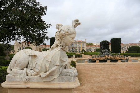 Photo for Queluz, Lisbon, Portugal- November 21, 2022: Beautiful and vintage sculptures in the garden of Queluz Palace - Royalty Free Image