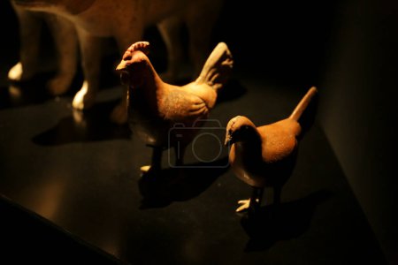 Photo for Alicante, Spain- April 14, 2023: Animal figures at Terracota Army exhibition in the Archaeological Museum of Alicante - Royalty Free Image