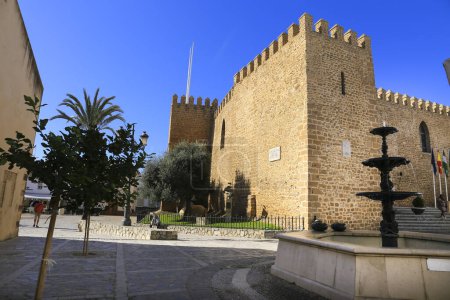 Photo for Rota, Cadiz, Spain- October 23, 2023: The Bartolome Perez square and the Municipal Palace Castillo de Luna in Rota city - Royalty Free Image