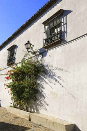 Typical narrow street and beautiful houses in Sanlucar de Barrameda, Cadiz, Spain
