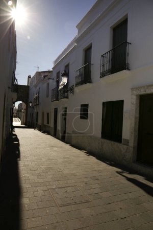 Cobbled streets and whitewashed houses in the old town of Olivenza , Spain
