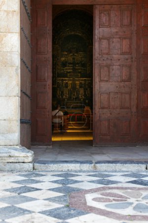 Church of Santa Maria del Castillo entrance in Olivenza town, Badajoz, Spain