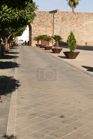 Cobbled streets and whitewashed houses in the old town of Olivenza , Spain