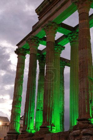 Photo for Roman Temple of Diana at night in Merida city - Royalty Free Image