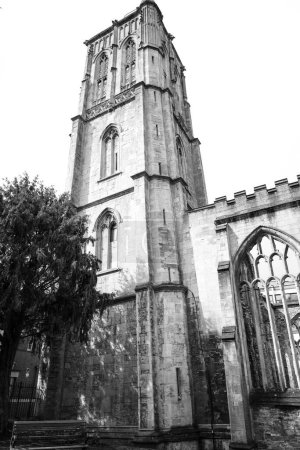 Temple Church or Holy Cross Church in Bristol on a cloudy day