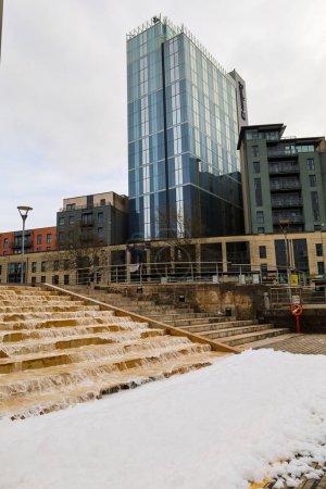 Photo for Bristol, England- March 30, 2024: The Cascade Water Steps at Broad Quay in Bristol City Center - Royalty Free Image