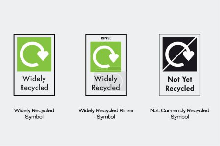 Téléchargez les illustrations : Largement recyclé - Rincer - Pas actuellement symboles - en licence libre de droit