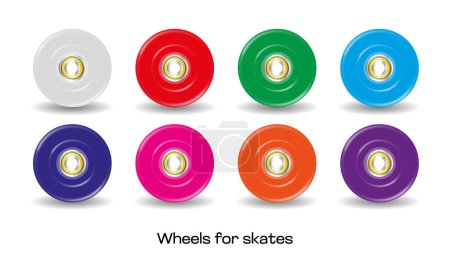 Illustration for Wheels of diferent colours for skates, skateboards, scooters - Royalty Free Image