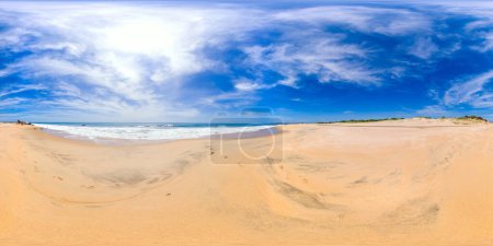 Photo for Sandy beach and blue ocean. Wisky point beach, Pottuvil, Sri Lanka. 360 panorama VR. - Royalty Free Image