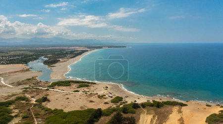 Photo for Aerial view of Seascape with tropical sandy beach and blue ocean. Philippines. - Royalty Free Image