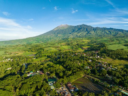 Canlaon volcano and farmland on the mountain slopes. Negros, Philippines