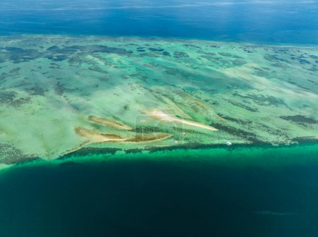 Foto de Sandbar and coral reef in turquoise water. Negros, Philippines. - Imagen libre de derechos