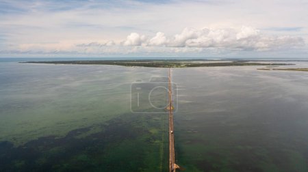 Photo for Aerial view of road and bridges between the islands. Sri Lanka.Jaffna. - Royalty Free Image