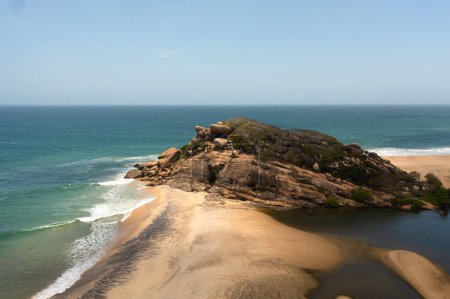 Aerial view of Tropical landscape with a beautiful beach. Elephant Rock, Sri Lanka.