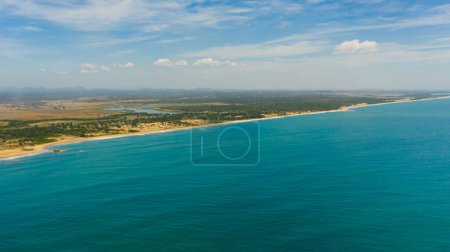 Photo for Aerial view of landscape of the island of Sri Lanka with beaches, ocean and agricultural land. - Royalty Free Image