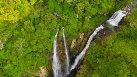 Photo for Beautiful waterfall in green forest. Puna Ella Falls in mountain jungle, Sri Lanka. - Royalty Free Image